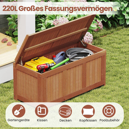 220L Wooden Garden Storage Box with Lid – Multi-Use