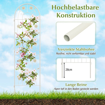 220 x 50 cm Set of 2 Metal Trellis for Plugging Decorative Garden Fence Freestanding Trellis White