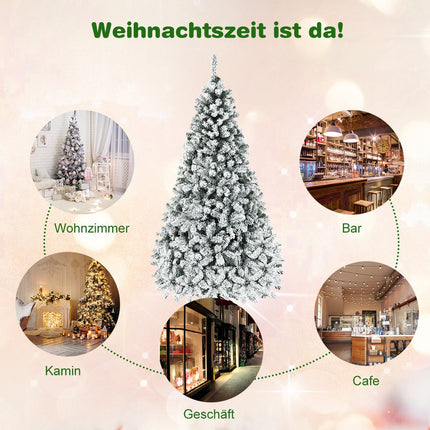 225cm Artificial Christmas Tree with Snow and Warm LED Lights