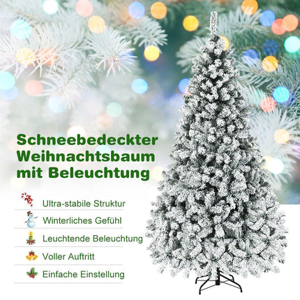 225cm Artificial Christmas Tree with Snow and Warm LED Lights
