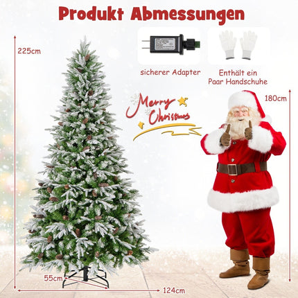 225 cm Pre-Lit Snowy Christmas Tree with LED Lights