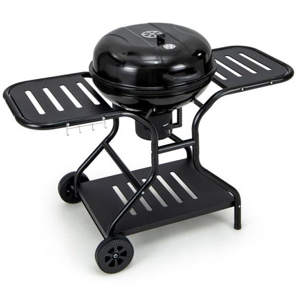 22-Inch Charcoal Grill with Wheels, 2-Tier Racks