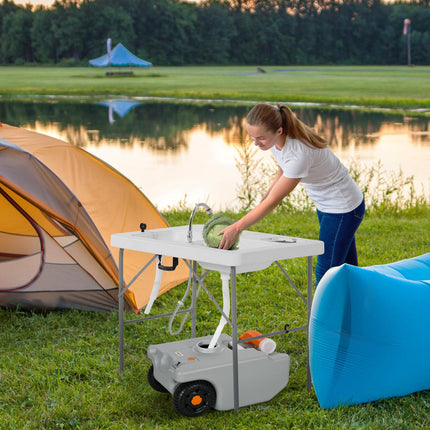 Portable 22L Rolling Wastewater Tank with Handle, Grey