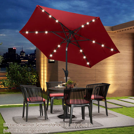 230 cm Patio Umbrella with LED Solar Lights & Crank