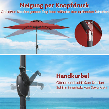 230 cm Patio Umbrella with LED Solar Lights & Crank
