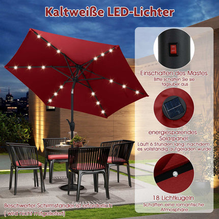 230 cm Patio Umbrella with LED Solar Lights & Crank