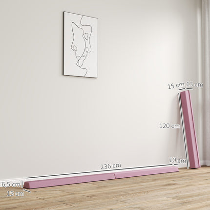 Portable 236 cm non-slip pink gymnastic beam for children