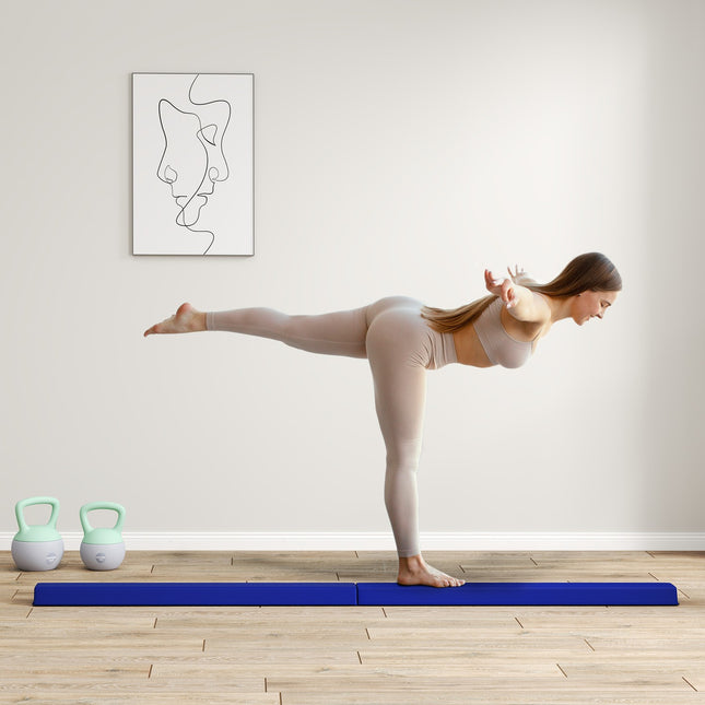 236 cm opvouwbare evenwichtsbalk, draagbare gymnastiekbalk, antislip-evenwichtsbalk, gymnastiek- en evenwichtsbalk tot 80 kg, voor kinderen vanaf 3 jaar, binnen en buiten, blauw