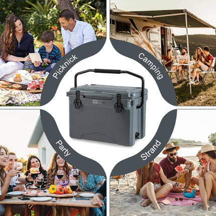 23L Portable Cooler with Opener & Handle – Gray