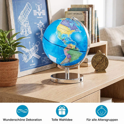 23 cm Illuminated Globe with Metal Base & Constellation Map