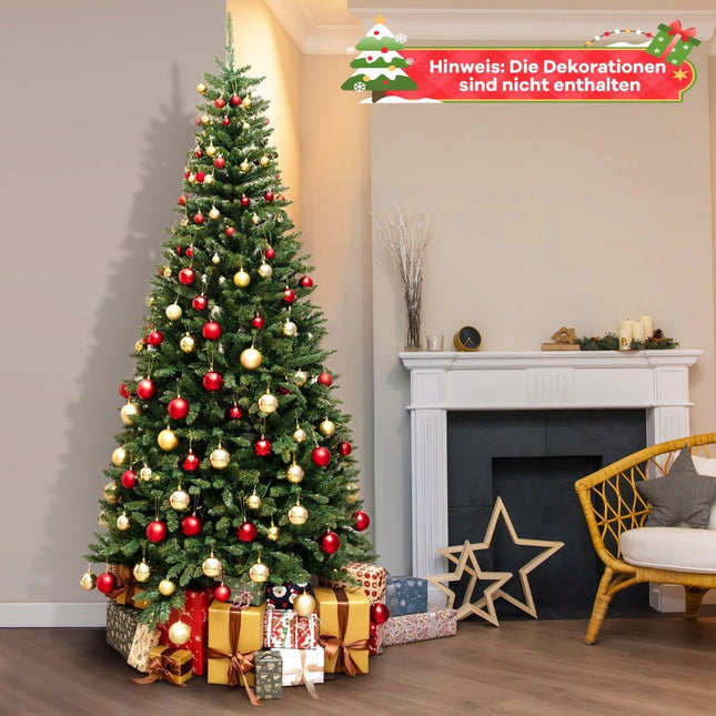 240 cm Artificial Christmas Tree with Lighting for 270° Corner Artificial Christmas Tree for Home Green