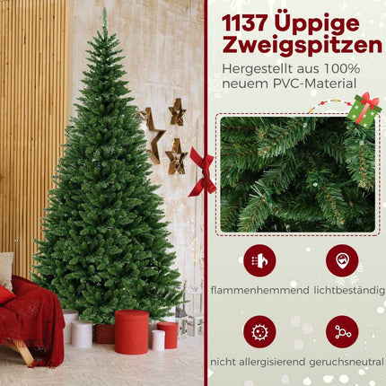 240 cm Artificial Christmas Tree with Lighting for 270° Corner Artificial Christmas Tree for Home Green