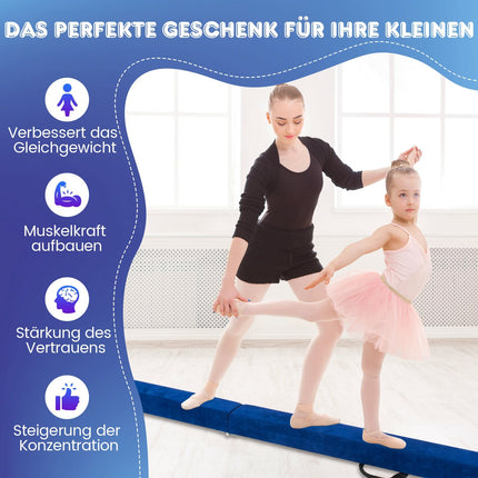 240 cm Folding Gymnastics Balance Beam – Blue, Portable