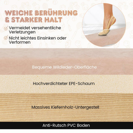 240 cm Folding Gymnastics Beam with Suede Cover, Brown