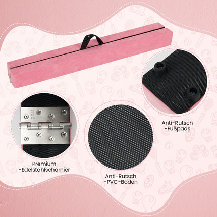 240 cm Folding Gymnastics Beam with Suede Cover, Pink
