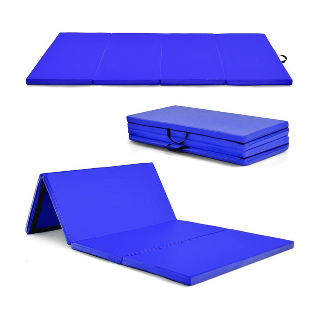 240 x 120 x 5 cm opvouwbare gymnastiekmat met klittenbandsluiting & 2 draaggrepen blauw