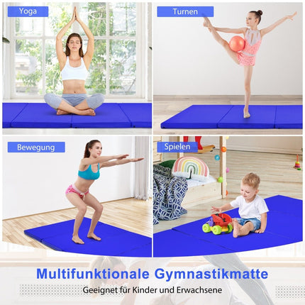 240 x 120 x 5 cm foldable gymnastics mat with Velcro fastener & 2 carrying handles blue