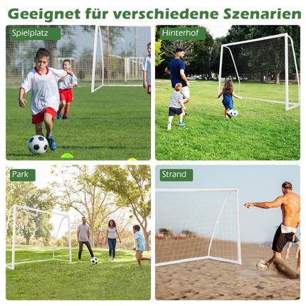 245 x 180 cm football goal with high-strength net & 6 ground spikes, weatherproof goal, football training