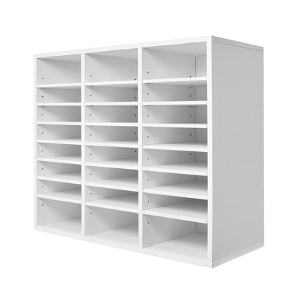 24-Compartment Literature Organizer, Adjustable Shelves, White