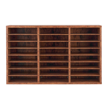 24-Compartment Literature Organizer, Removable Shelves – Dark Brown