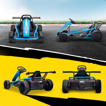 24V Electric Go-Kart for Drifting, Ages 8-12, Blue