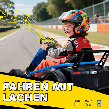 24V Electric Go-Kart for Drifting, Ages 8-12, Blue