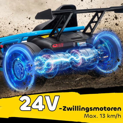 24V Electric Go-Kart for Drifting, Ages 8-12, Blue
