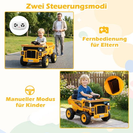 24V Kids Electric Dump Truck with Remote, Yellow