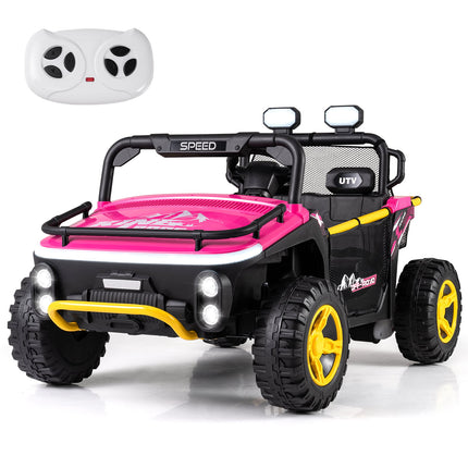 24V Kids Electric Ride-On Truck, 2-Seater, Pink