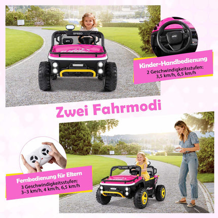 24V Kids Electric Ride-On Truck, 2-Seater, Pink