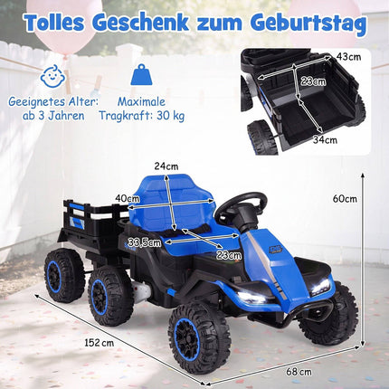 24V Kids' Electric Tractor with Remote Control, Blue