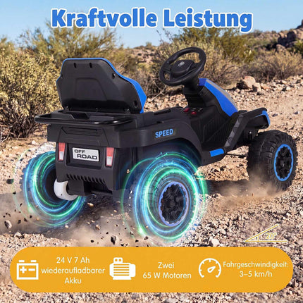 24V Kids' Electric Tractor with Remote Control, Blue