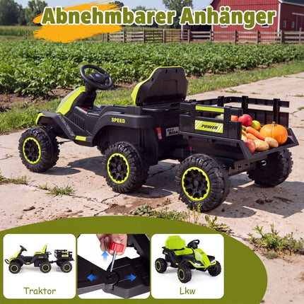 24V Kids Electric Tractor with Remote Control, Green