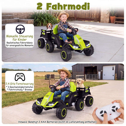 24V Kids Electric Tractor with Remote Control, Green