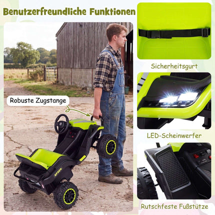 24V Kids Electric Tractor with Remote Control, Green