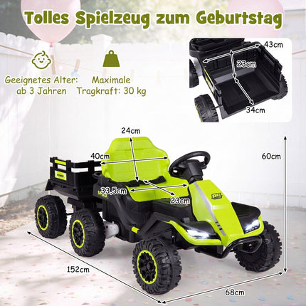 24V Kids Electric Tractor with Remote Control, Green
