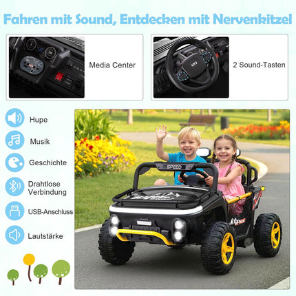 24V Kids Ride-On Truck, 2-Seater, Remote Control, Black