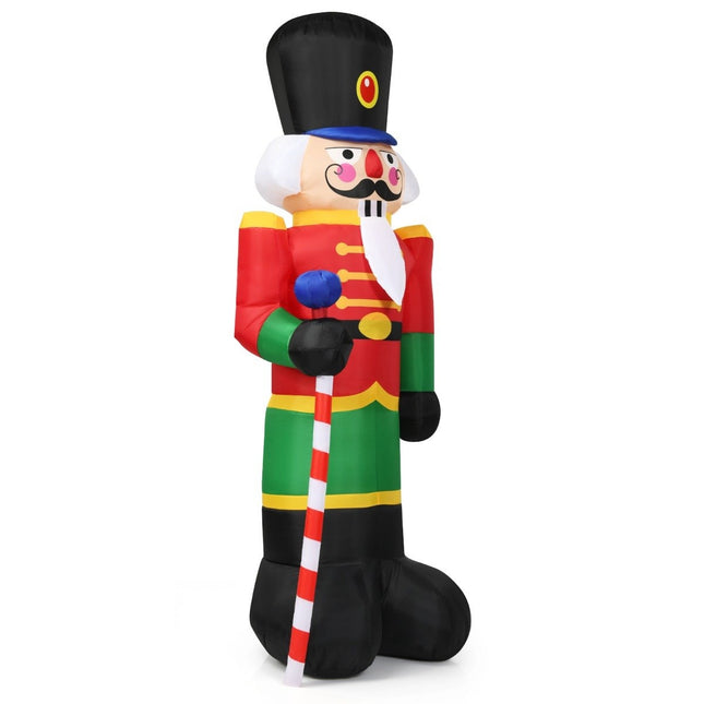 2.4m High Inflatable Christmas Nutcracker Soldier with 3 LED Lights and Candy Stick Colorful