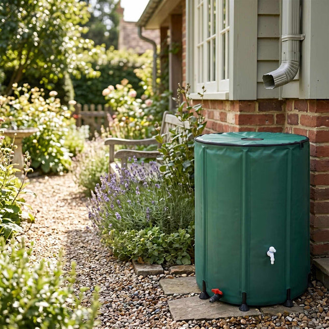 250L Folding Water Butt with Zipped Lid - Green