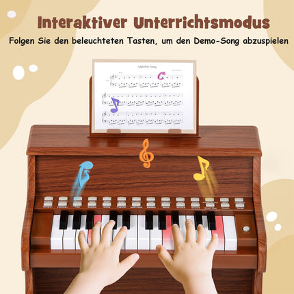 25-Key Kids Digital Piano, Adjustable Speed, Brown