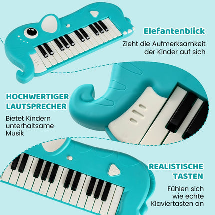 25-Key Kids Digital Piano with Music & Lights, Blue