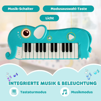 25-Key Kids Digital Piano with Music & Lights, Blue