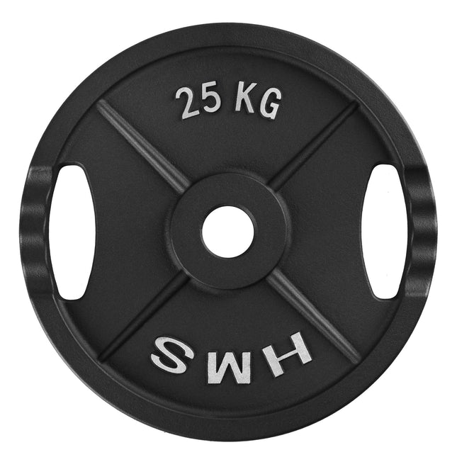 Olympische gewichtsschijf van 25 kg, zwart gietijzer