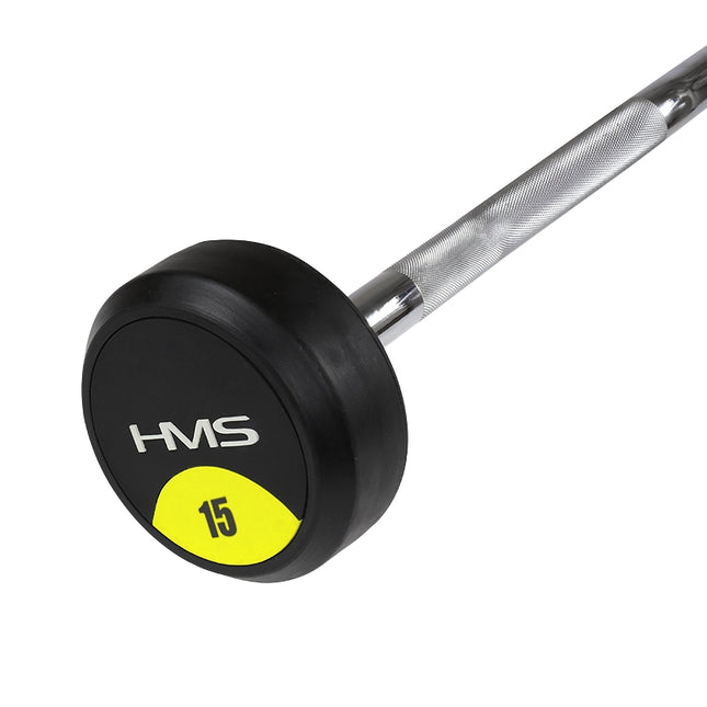 25 kg rubberen halterstang - gekruld, fitnessapparatuur