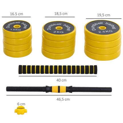 Adjustable 25 kg dumbbell set with 12 plates for fitness