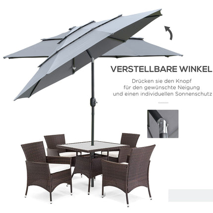 2.6M Patio Umbrella, Rotating, 3-Tier, Sunshade