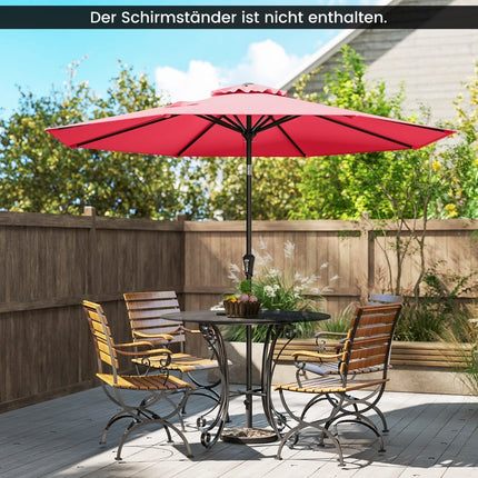 270 cm Red Patio Umbrella, Tilt & Crank, UV Protection