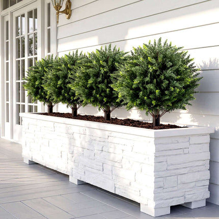 27.5" Artificial Cypress Topiary Trees, Set of 2, with Spikes