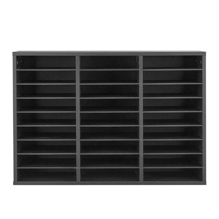 27-Compartment Literature Organizer, Removable Shelves, Black
