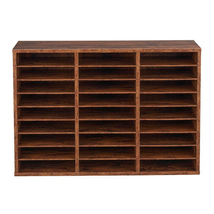 27-Compartment Literature Organizer, Removable Shelves, Brown